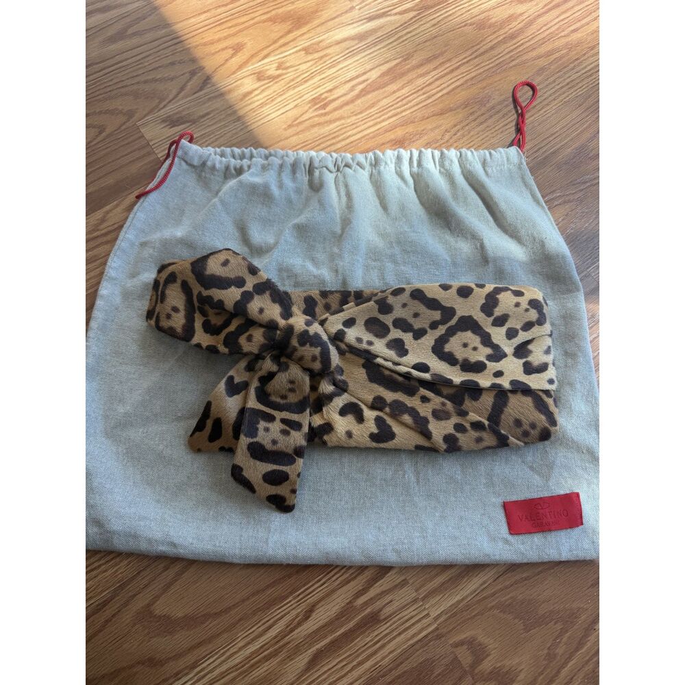 Valentino Garavani Leopard Ponyhair Bow Clutch Bag Vintage
